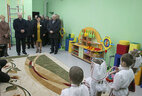 Alexander Lukashenko visits a kindergarten in the village of Dobryn, Yelsk District