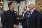 Belarus President Aleksandr Lukashenko meets with Pakistan Prime Minister Imran Khan on the sidelines of the SCO summit