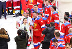 Aleksandr Lukashenko with Russian players