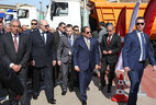 Belarus President Alexander Lukashenko and Egypt President Abdel Fattah el-Sisi visit the exposition of Belarusian equipment