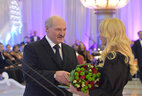 Deputy Chief Director of the Central Directorate of the TV channel Belarus One Olga Shlyager is commended by the head of state