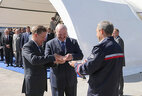 Belarus President Alexander Lukashenko and Gazprom Chairman of the Board Alexei Miller