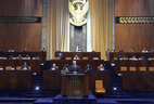 Alexander Lukashenko delivers a speech at the parliament of Sudan