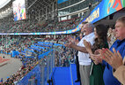 During the Dynamic New Athletics (DNA) final at Dinamo Stadium in Minsk