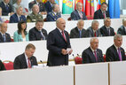 Alexander Lukashenko delivers a speech at the 5th Belarusian People’s Congress