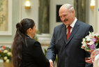 Alexander Lukashenko presents the Order of Mother to Zita Martinkevich