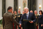 Letter of commendation from the Belarusian President is presented to graduate of the Department of the General Staff of the Armed Forces of the Military Academy lieutenant colonel Stepan Domasevich