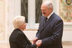 The Order of Honor is presented to Chairperson of the Bykhov District department of the Belarusian Public Association of Veterans Marina Kravets