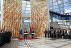President of Belarus Alexander Lukashenko delivers a speech at the opening ceremony of the new building of the Great Patriotic War Museum in Minsk