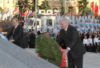 President of Belarus Alexander Lukashenko and President of Russia Vladimir Putin laid wreaths at the Victory Monument in Minsk. The ceremony was attended by the veterans of the Great Patriotic War, diplomats and other people