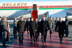 Alexander Lukashenko arrives at the Astana airport