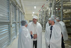 Aleksandr Lukashenko during the visit to a poultry farm of Belorusneft-Osobino company in Vetka District