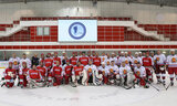 Participants of the ice hockey match between the Belarus President’s team and the team of Grodno Oblast