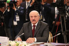 Belarus President Alexander Lukashenko during the narrow format session of the CIS Heads of State Council