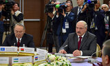 Belarus President Alexander Lukashenko and Kazakhstan President Nursultan Nazarbayev during the CIS Heads of State Council session in the narrow format
