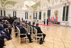 Belarus President Alexander Lukashenko and Russia President Vladimir Putin during the meeting with mass media representatives