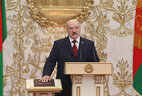 In the Ceremonial Hall President Alexander Lukashenko swears the Oath of Office of the President of the Republic of Belarus