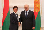 Belarus President Alexander Lukashenko and Ambassador Extraordinary and Plenipotentiary of Italy to Belarus Giorgio Stefano Baldi