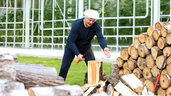 А.Г.Лукашенко за колкой дров