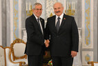 Belarus President Alexander Lukashenko and Austrian President Alexander van der Bellen
