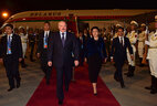 Во время встречи Президента Беларуси Александра Лукашенко в международном аэропорту Столица в Пекине