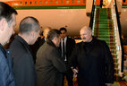 Belarus President Alexander Lukashenko arrives in Turkmenistan on an official visit