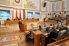 Alexander Lukashenko delivers a speech At the conference held in the Palace of Independence
