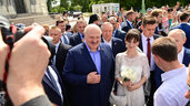 Александр Лукашенко, Владимир Путин, общение с людьми, Санкт-Петербург 