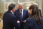 Belarus President Aleksandr Lukashenko and IAAF President Sebastian Coe