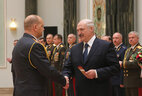Alexander Lukashenko presents major-general’s straps to Chief of the Interior Department of the Brest Oblast Executive Committee Alexander Astreiko