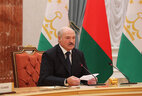 Belarus President Alexander Lukashenko during the talks with Tajikistan President Emomali Rahmon