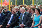 Alexander Lukashenko at a concert in the Vishov agro-town where the Rodina collective farm workers were honored
