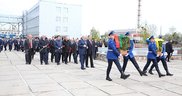 Александр Лукашенко и Петр Порошенко возложили корзины цветов к "Стене памяти" мемориального комплекса "Героям Чернобыля", 26 апреля 2017 г.