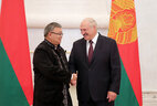 Belarus President Aleksandr Lukashenko and Ambassador Extraordinary and Plenipotentiary of Kazakhstan to Belarus Askar Beisenbayev