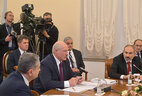 Belarus President Aleksandr Lukashenko at a narrow-participation meeting of the Supreme Eurasian Economic Council