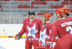 Alexander Lukashenko and Vladimir Putin before the friendly ice hockey match in Sochi