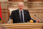 Президент Беларуси Александр Лукашенко во время встречи с представителями российского медийного сообщества