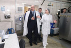Александр Лукашенко во время посещения маслодельного завода в Шклове