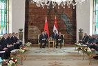 Президент Беларуси Александр Лукашенко и Президент Египта Абдель Фаттах аль-Сиси во время переговоров