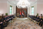 Belarus President Aleksandr Lukashenko and Egypt President Abdel Fattah el-Sisi during the talks