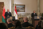 Belarus President Aleksandr Lukashenko and Egypt President Abdel Fattah el-Sisi during the meeting with mass media representatives