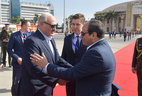 Belarus President Aleksandr Lukashenko and Egypt President Abdel Fattah el-Sisi at the airport