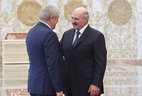 Alexander Lukashenko and Ambassador Extraordinary and Plenipotentiary of Ukraine to Belarus Mikhail Yezhel