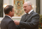 Chairman of the Vitebsk City Executive Committee Viktor Nikolaikin receives with the Order of Honor