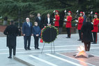 President of Belarus Alexander Lukashenko lays a wreath at the Tomb of the Unknown Soldier in Tbilisi