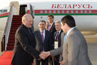 Belarus President Alexander Lukashenko arrives in Azerbaijan on a working visit