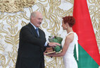 Alexander Lukashenko officially thanks graduate of the Belarusian culture and modern art department of the Belarusian State University of Culture and Arts Anastasiya Klepcha