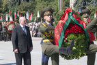 On Independence Day Belarus President Alexander Lukashenko lays a wreath at the victory Monument in Minsk
