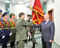 Alexander Lukashenko presented a banner to the Operational and Analytical Center under the Aegis of the President of Belarus which will serve as a symbol of honor, valor and glory, a reminder of the sacred duty to defend the Fatherland
