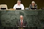 Belarus President Alexander Lukashenko delivers a speech at the general debate of the 70th session of the UN General Assembly